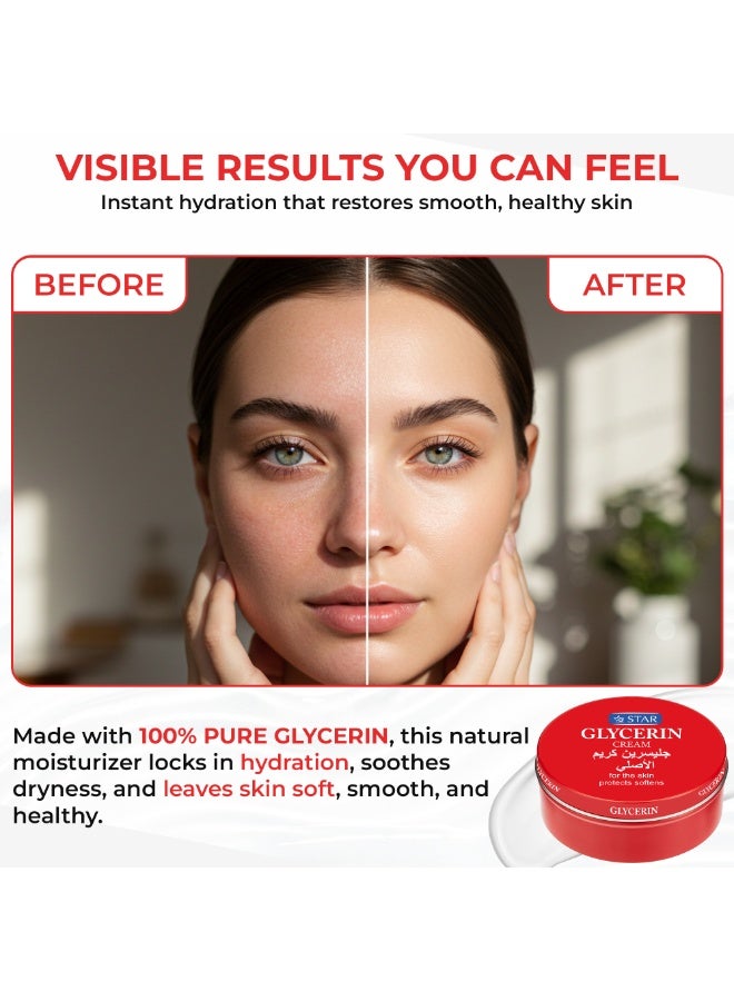 SZ Star Pure Glycerin Cream (250g x 2) – Deep Moisturizing & Skin Softening Face and Body Cream – For Dry, Rough & Sensitive Skin – Hydrates, Soothes & Restores Radiance - Image 5