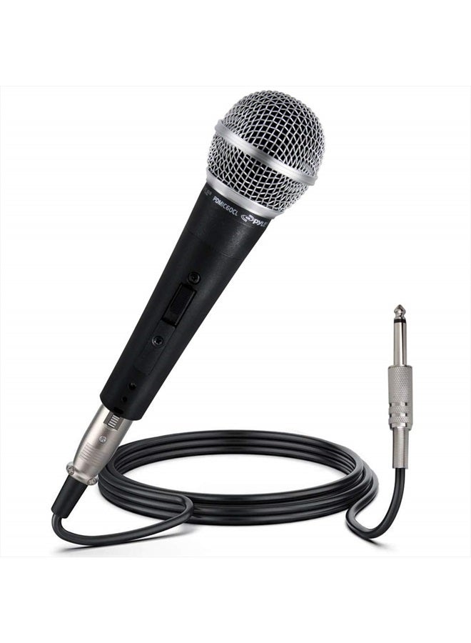 Pyle Professional Dynamic Vocal Microphone - Moving Coil Dynamic Cardioid Unidirectional Handheld Microphone with ON/OFF Switch Includes 15ft XLR Audio Cable to 1/4'' Audio Connection - PDMIC59 - Image 1