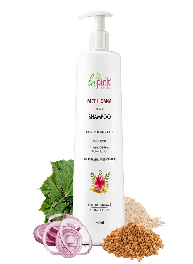 La Pink Methi Dana 8-in-1 Shampoo with Hibiscus & Onion | For Hair Fall Control | 100% Microplastic Free Formula | All Hair Types | 500ml - Image 1
