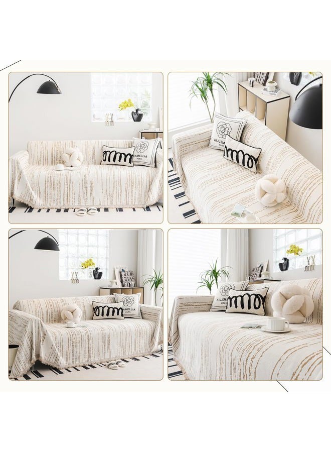 WEYOND Couch Covers for 3 Cushion Couch Sofa Pet Friendly, Sofa Covers Washable Loveseat, Chenille Couch Cover for L Shaped Couch, Sofa Slipcovers for 2 Cushion Couch (71" X 118", Khaki) - Image 2