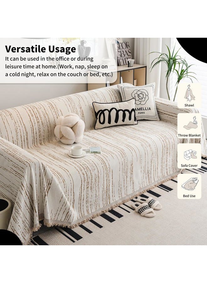 WEYOND Couch Covers for 3 Cushion Couch Sofa Pet Friendly, Sofa Covers Washable Loveseat, Chenille Couch Cover for L Shaped Couch, Sofa Slipcovers for 2 Cushion Couch (71" X 118", Khaki) - Image 5