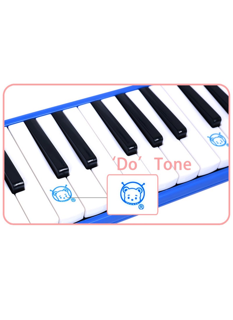 Generic 32 Key Melodica Musical Instrument Air Piano Keyboard Mouth Organ, Melodicas with Carrying Bag, Manual, Double Mouthpieces, Wipe Cloth, Long Tubes (Blue)  - Image 4