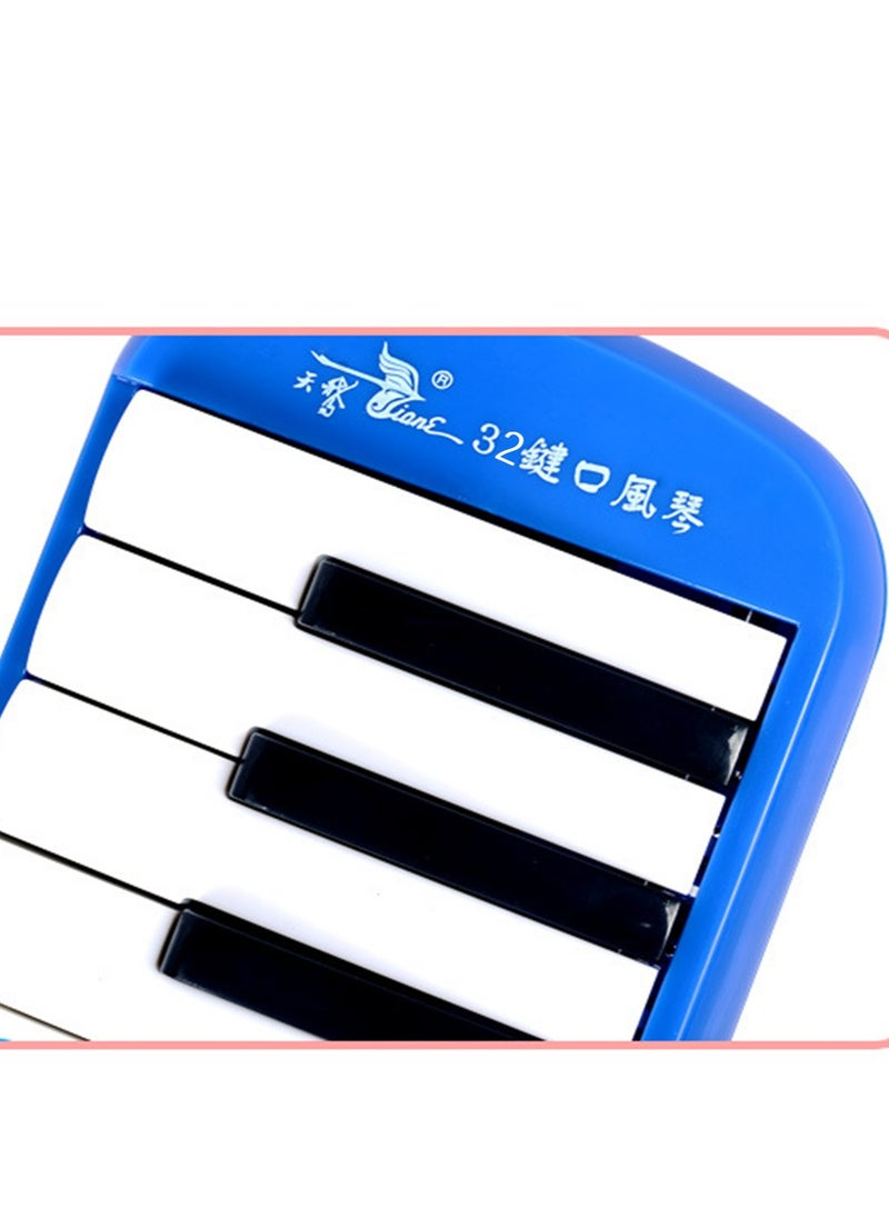 Generic 32 Key Melodica Musical Instrument Air Piano Keyboard Mouth Organ, Melodicas with Carrying Bag, Manual, Double Mouthpieces, Wipe Cloth, Long Tubes (Blue)  - Image 5