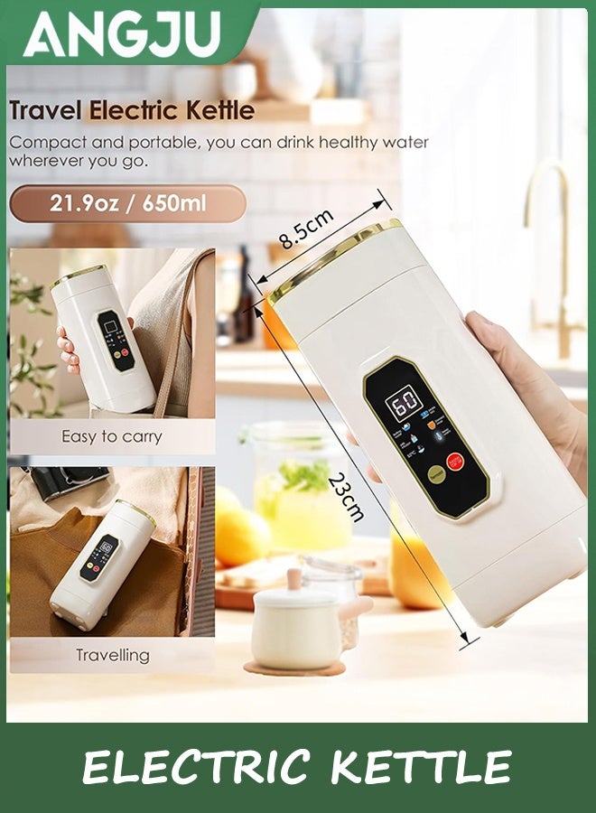 Angju Angju Electric Kettle,650ml Travel Portable Kettle,Hot Water Boiler with 6 Temperature Control, 316 Stainless Steel Water Heater with Auto Shut-Off & Boil Dry Protection, Small Electric Water Kettle  - Image 5