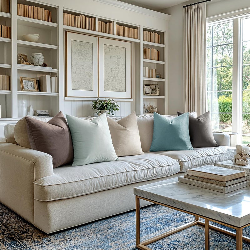 MIULEE Velvet Throw Pillow Covers 22x22 inch, Pack of 2 - Cream White, Soft Solid Decorative Pillow Covers Cushion Cases Modern Luxury Home Decor for Spring Couch Sofa Bedroom Livingroom - Image 3