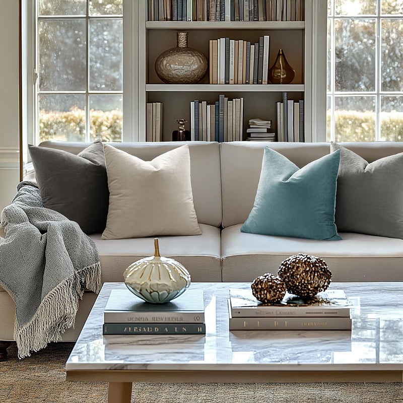 MIULEE Velvet Throw Pillow Covers 22x22 inch, Pack of 2 - Cream White, Soft Solid Decorative Pillow Covers Cushion Cases Modern Luxury Home Decor for Spring Couch Sofa Bedroom Livingroom - Image 2