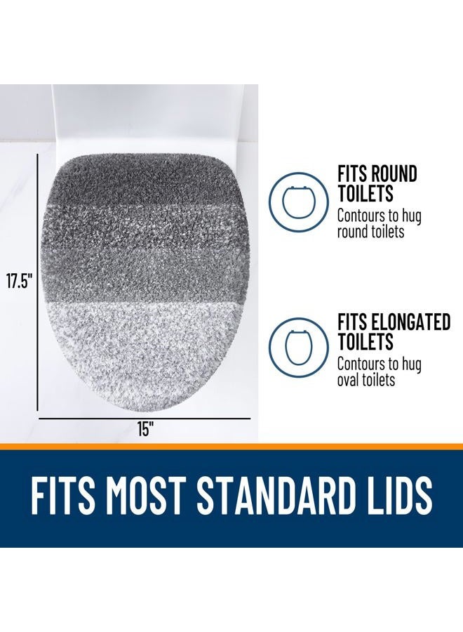 OLANLY Soft Microfiber Bathroom Toilet Lid Cover, Machine Washable Seat Covers, 17.5x15, Stays in Place Rubber Backing, Fits Most Round, Elongated and Oblong Lids, Accessories Decor, Gray - Image 5