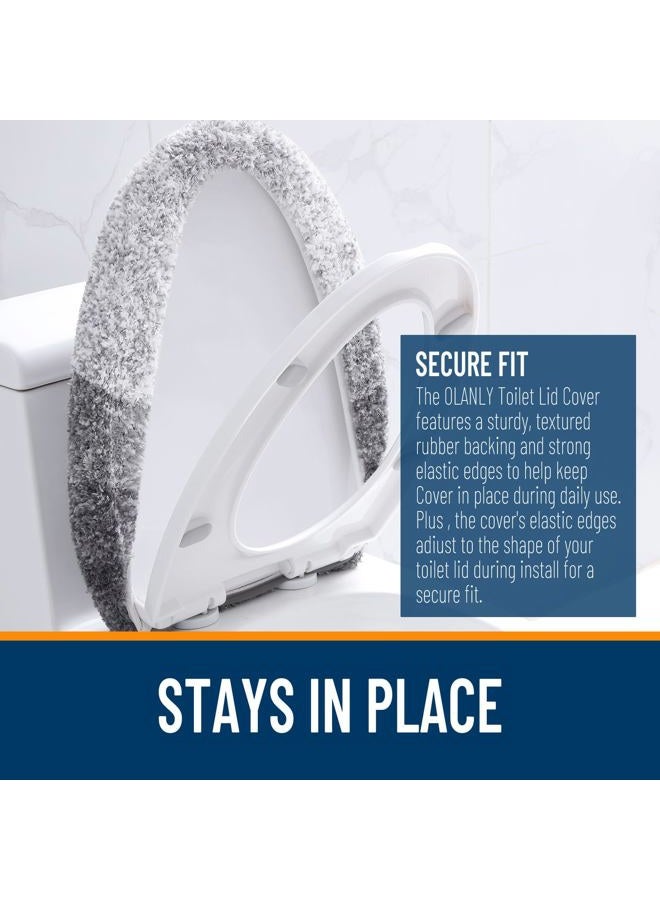 OLANLY Soft Microfiber Bathroom Toilet Lid Cover, Machine Washable Seat Covers, 17.5x15, Stays in Place Rubber Backing, Fits Most Round, Elongated and Oblong Lids, Accessories Decor, Gray - Image 4