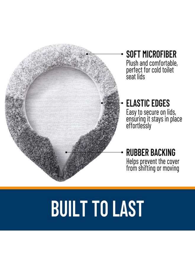 OLANLY Soft Microfiber Bathroom Toilet Lid Cover, Machine Washable Seat Covers, 17.5x15, Stays in Place Rubber Backing, Fits Most Round, Elongated and Oblong Lids, Accessories Decor, Gray - Image 3