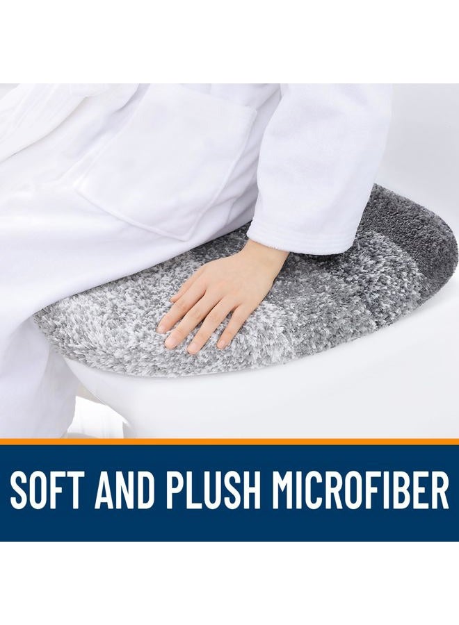 OLANLY Soft Microfiber Bathroom Toilet Lid Cover, Machine Washable Seat Covers, 17.5x15, Stays in Place Rubber Backing, Fits Most Round, Elongated and Oblong Lids, Accessories Decor, Gray - Image 2
