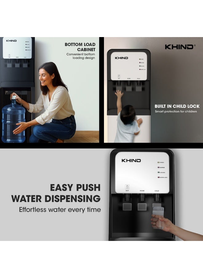 KHIND WD3BP Bottom Loading Water Dispenser with Child Safety Lock function|Three Taps for Hot, Cold and Ambient Temperature|Home, Kitchen and Office Use|1 Year Brand Warranty - Image 5
