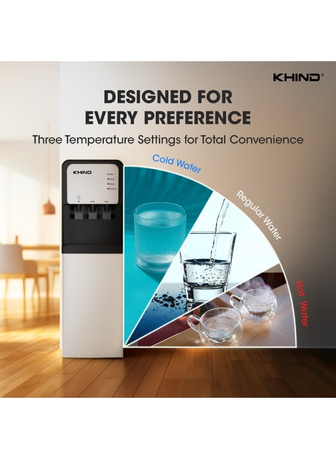 KHIND WD3BP Bottom Loading Water Dispenser with Child Safety Lock function|Three Taps for Hot, Cold and Ambient Temperature|Home, Kitchen and Office Use|1 Year Brand Warranty - Image 3