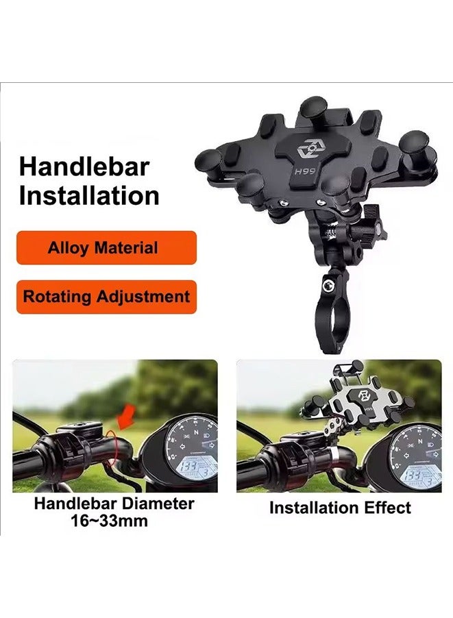 Motorcycle Aluminum Alloy Phone Holder Shock Absorber,Upgrade Rotary Adjustable at Any Angle for Mobile Phone Navigation Bracket for the Motorcycle Bicycle Cell Phone Holder Scooter Stand Bike Accessories  - Image 2