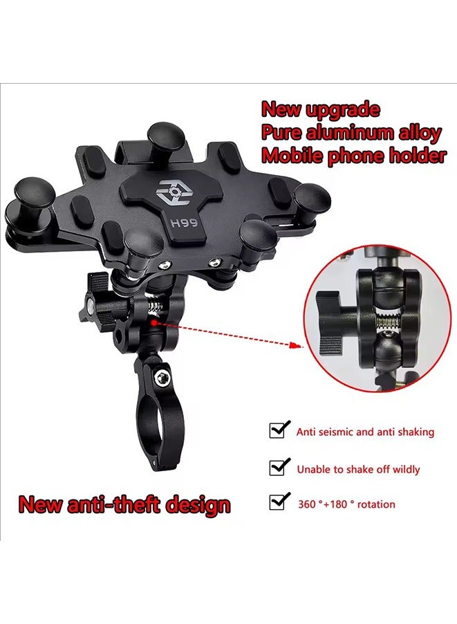 Motorcycle Aluminum Alloy Phone Holder Shock Absorber,Upgrade Rotary Adjustable at Any Angle for Mobile Phone Navigation Bracket for the Motorcycle Bicycle Cell Phone Holder Scooter Stand Bike Accessories  - Image 5