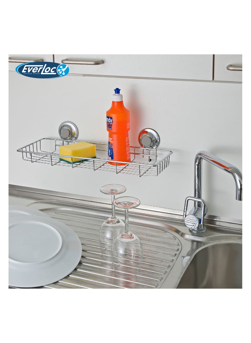 Everloc Bathroom Shelf, No Drilling, No Screws, No Glue, No Adhesive, Vacuum Suction Wall Mounted Chrome Shampoo holder, Sink Caddy, Organizer for Kitchen and Bathroom, Shower Rack, EVL-10206 - Image 2
