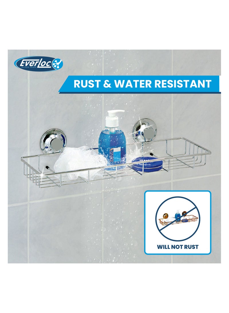 Everloc Bathroom Shelf, No Drilling, No Screws, No Glue, No Adhesive, Vacuum Suction Wall Mounted Chrome Shampoo holder, Sink Caddy, Organizer for Kitchen and Bathroom, Shower Rack, EVL-10206 - Image 4