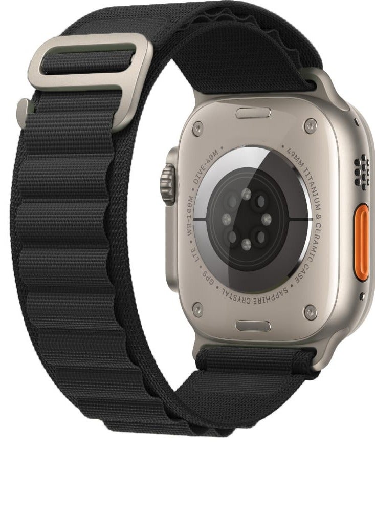 New strong nylon Apple Watch band supports size 42/44/45/49  black color - Image 1