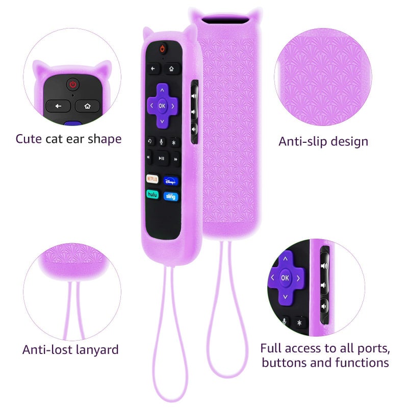 SOTATOO 3Pack Remote Cover for Roku, Compatible with Hisense/TCL Roku TV Steaming Stick/Express, Silicone Protective Controller Universal Sleeve Skin Glow in The Dark Purple Blue Pink - Image 5