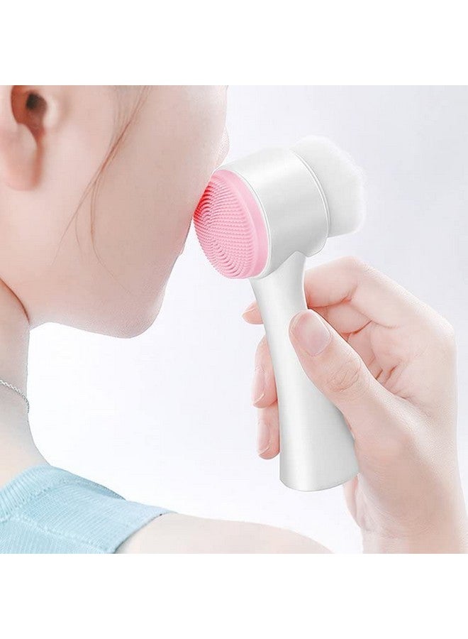 Q+A Qa Facial Cleansing Brush, Silicone Face Scrubber, Face Exfoliating Brush, Double Sided Facial Cleaning Brush with Soft Bristles,Scrubber to Massage and Scrub Your Skin - Image 1