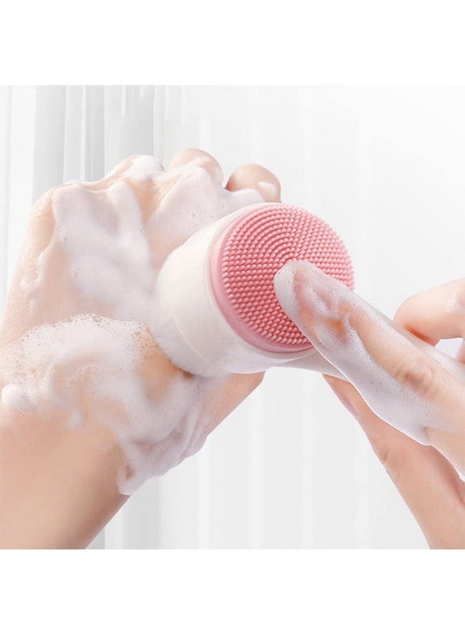 Q+A Qa Facial Cleansing Brush, Silicone Face Scrubber, Face Exfoliating Brush, Double Sided Facial Cleaning Brush with Soft Bristles,Scrubber to Massage and Scrub Your Skin - Image 2