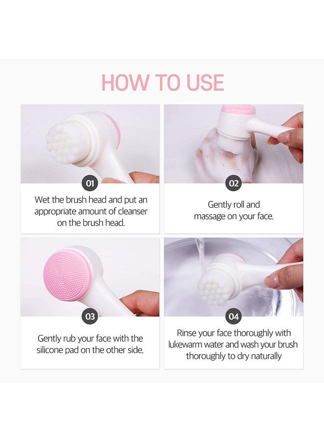 Q+A Qa Facial Cleansing Brush, Silicone Face Scrubber, Face Exfoliating Brush, Double Sided Facial Cleaning Brush with Soft Bristles,Scrubber to Massage and Scrub Your Skin - Image 4
