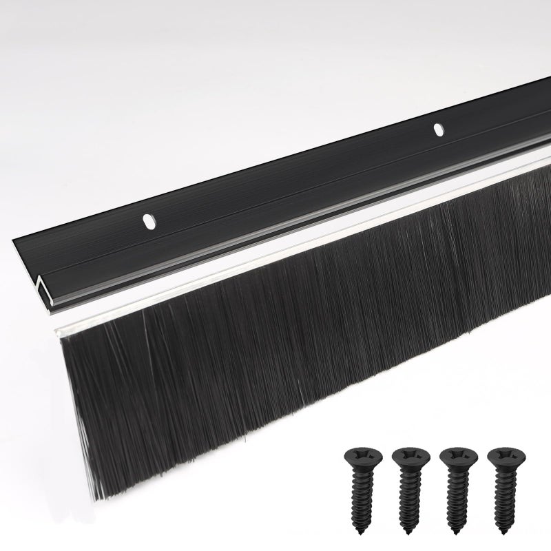 CEPIA 5Pack Garage Door Brush Seal Cepia Black Bottom Sweep RollUp Door Stripping 280 Wide x 393 Long Aluminum Alloy Base Ideal for Exterior Doors and Industrial Use 196 in 500 cm - Image 2