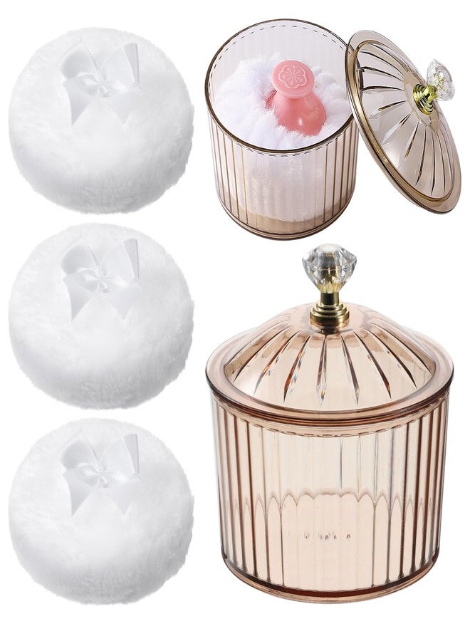 Zyghjort 6 PCS/Set Dusting Cosmetic Puff for Women with Container, 3.2" Reusable & Washable Soft Velve Body Puff with Acrylic Case, Glitter Puffs for Face Body Wet and Dry Makeup - Image 1