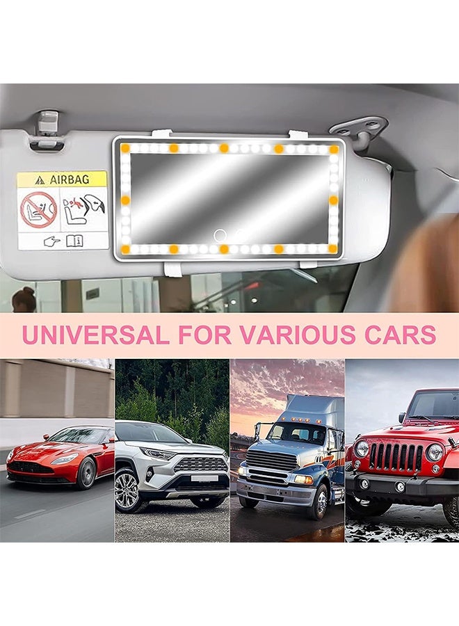 TodyJeyHo Car Mirror Visor with Rechargeable Led Lights for Women & Girl, 3 Light Modes, Car Vanity Mirror for Sun Visor for Vehicle Truck SUV, White - Image 2
