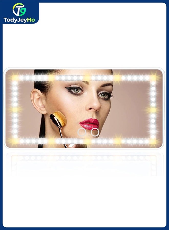 TodyJeyHo Car Mirror Visor with Rechargeable Led Lights for Women & Girl, 3 Light Modes, Car Vanity Mirror for Sun Visor for Vehicle Truck SUV, White - Image 1