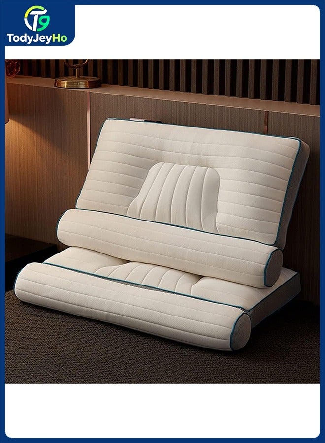 TodyJeyHo Super Ergonomic Pillow,Cervical Pillow for Neck Pain Relief, Cylindrical Buckwheat for Cervical Protection, Latex Velvet Sleep For Side, Back, Stomach Sleeper,48 * 74CM - Image 1