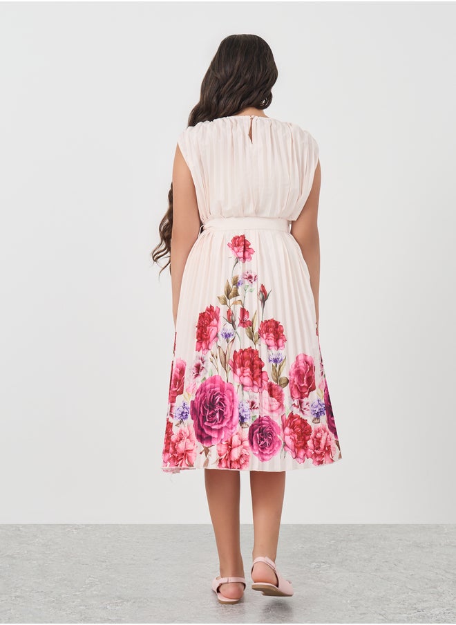 Styli Teen Girls Pleated dress with placement print  - Image 4