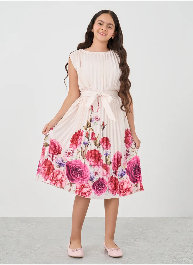 ستايلي Teen Girls Pleated dress with placement print