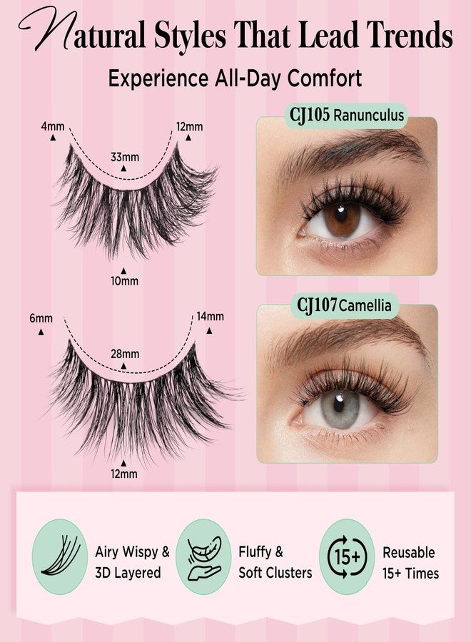 Bepholan False Eyelashes Natural Look 3D Wispy Eyelash Pack 14 Pair Thin Soft Clear Band Cat Eye Lashes Fluffy Faux Mink Eyelashes Easy to Apply(CJ107) - Image 2