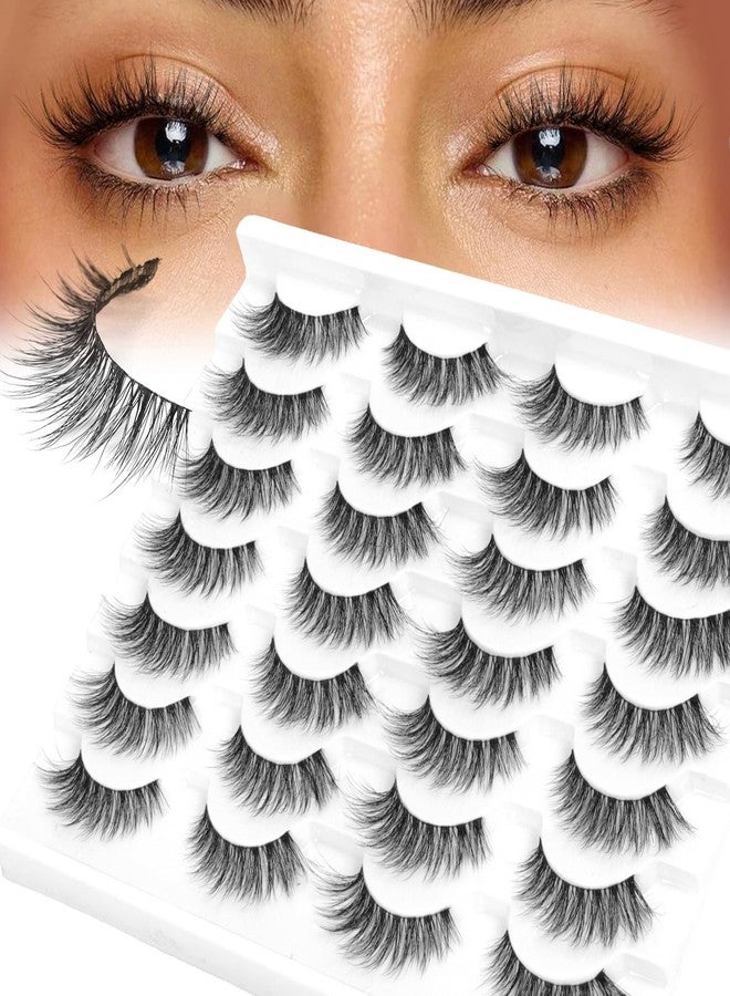 Bepholan False Eyelashes Natural Look 3D Wispy Eyelash Pack 14 Pair Thin Soft Clear Band Cat Eye Lashes Fluffy Faux Mink Eyelashes Easy to Apply(CJ107) - Image 1