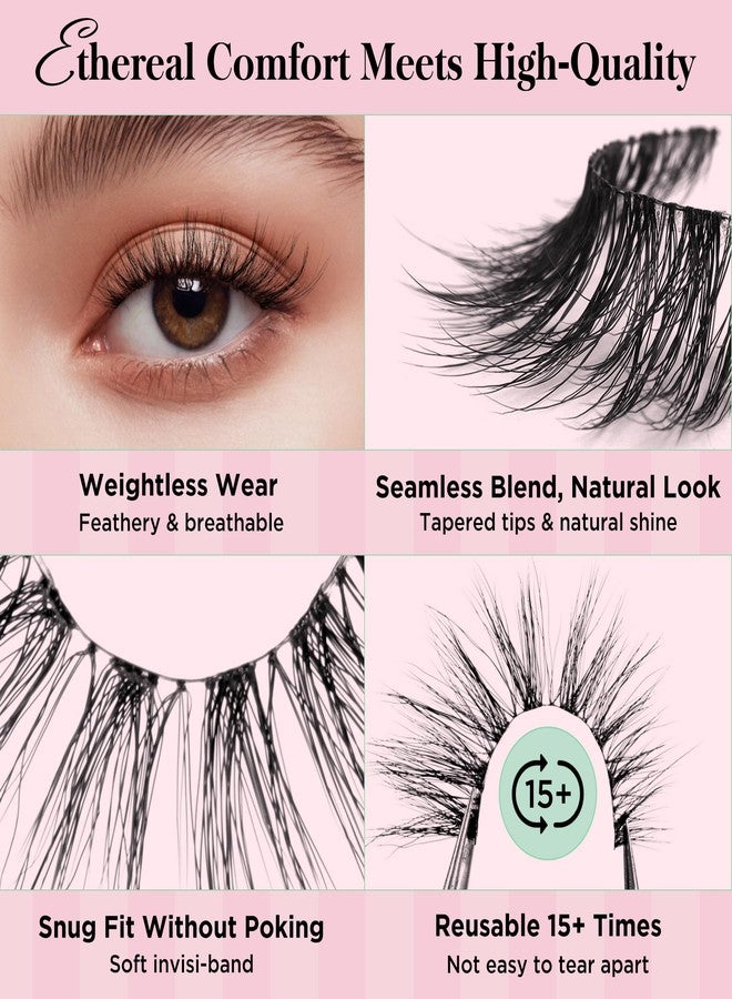 Bepholan False Eyelashes Natural Look 3D Wispy Eyelash Pack 14 Pair Thin Soft Clear Band Cat Eye Lashes Fluffy Faux Mink Eyelashes Easy to Apply(CJ107) - Image 4