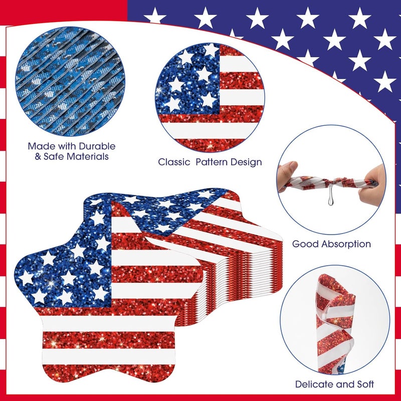 Litmitfu 40 Pack American Flag Patriotic Napkins Set - 4th of July Party Napkin, Red White and Blue Disposable Paper Napkins for July 4th Memorial Day Independence Day Party Supplies Table Decorations Favors - Image 5