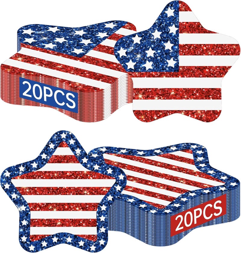 Litmitfu 40 Pack American Flag Patriotic Napkins Set - 4th of July Party Napkin, Red White and Blue Disposable Paper Napkins for July 4th Memorial Day Independence Day Party Supplies Table Decorations Favors - Image 1
