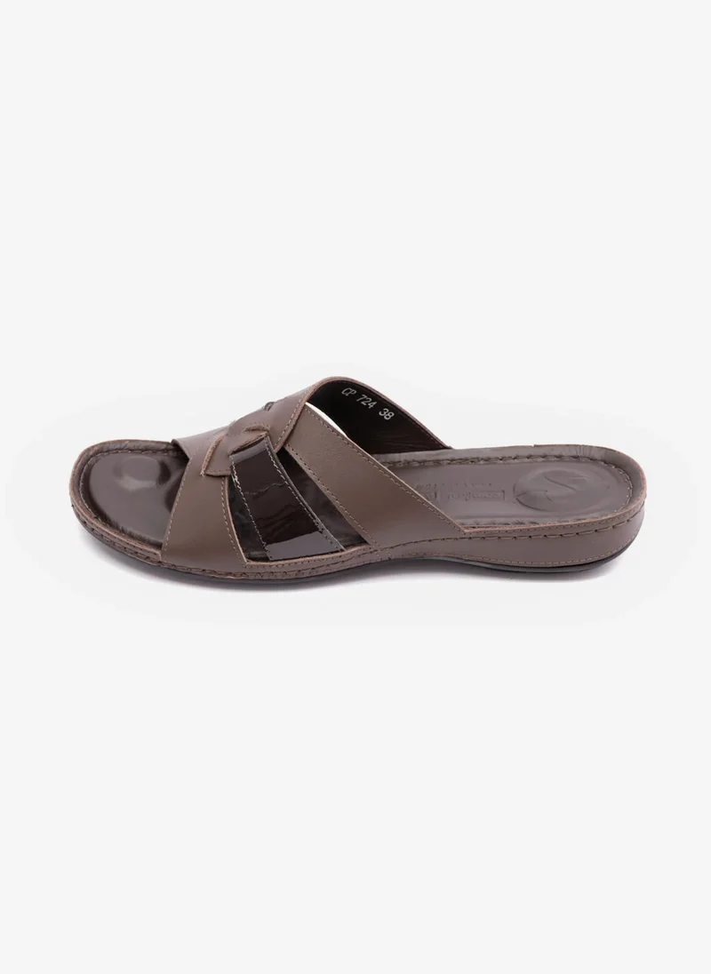 Comfort Plus SOFT NAPPA FLAT COMFORT PLUS LADIES SANDALS BROWN