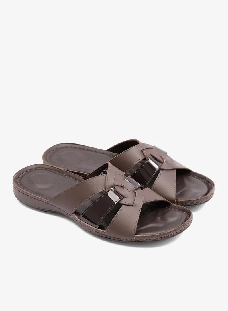 كومفورت بلس صنادل نسائية نابا فلات مريحة بلس - بني