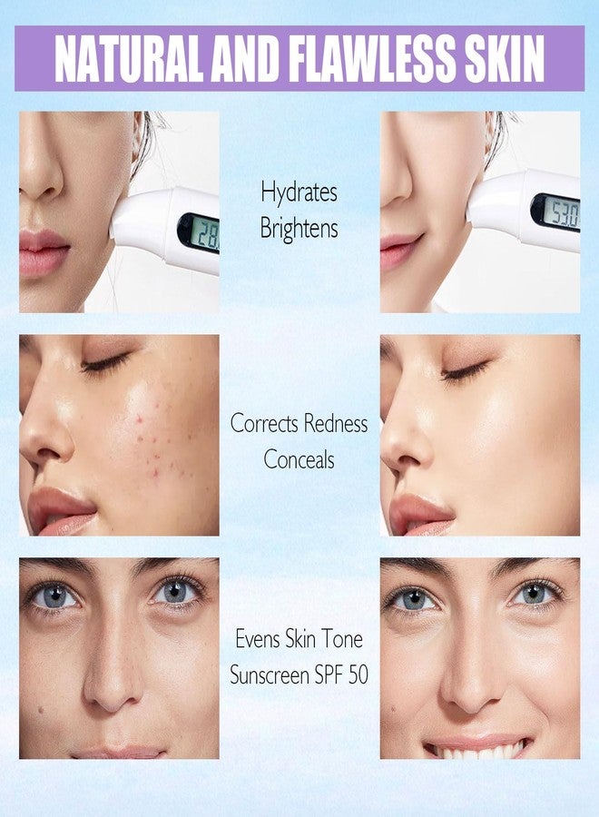 LSxia 3 In 1 Primer for Face Before Makeup, SPF 50, Tinted Moisturizer Sunscreen Isolation Cream, One Step Color Corrector Makeup Primer, Color Correcting Concealer Oil Control, Base de Maquillaje, #01 - Image 4