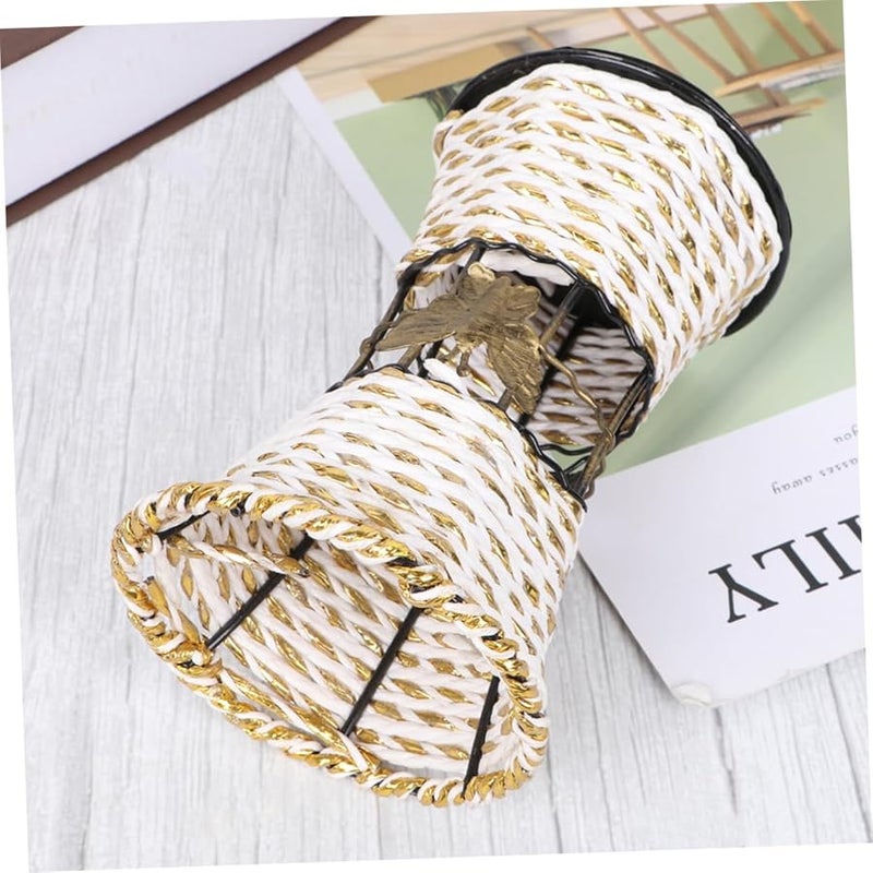 Small Iron Art Vase Simulated Rattan Woven Flower Vase for Wedding Decor - Image 3