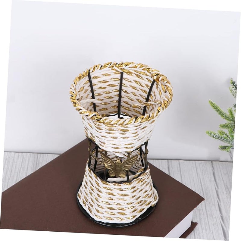Small Iron Art Vase Simulated Rattan Woven Flower Vase for Wedding Decor - Image 5