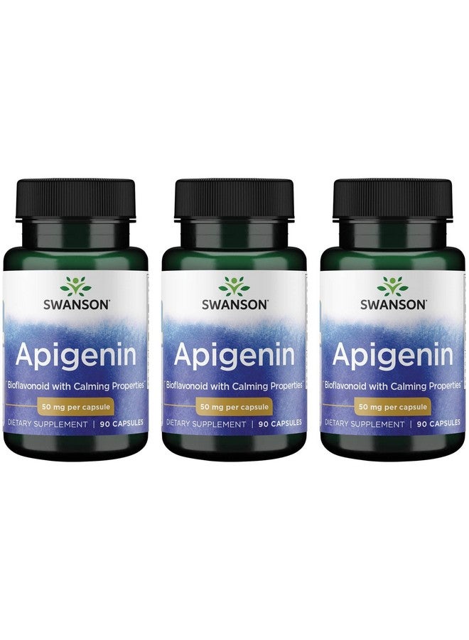Swanson Apigenin-Bioflavonoid Supplement Natural Prostate Support-Metabolism & Nerve Health Support-Can Support Sleep & Relaxation 90 Caps, 50mg Each (3 Pack)