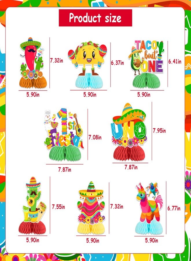 Balterever Fiesta Birthday Decorations 8pcs Mexican Fiesta Birthday Honeycomb Centerpieces First Fiesta Table Decorations for First Fiesta Birthday Party Taco Bout One Party UNO Table Decorations - Image 5