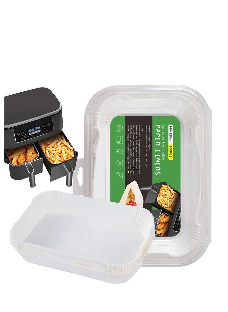 Bluejw Air Fryer Disposable Paper Liner for Ninja Dual 100PCS Non-Stick Air Fryer Liners Rectangle  Air Fryer Accessories Baking Paper  SIZE 22x14 CM - Image 1