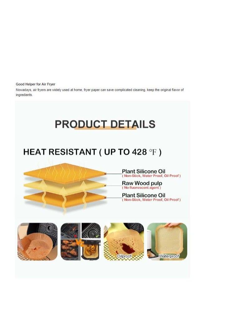 Bluejw Air Fryer Disposable Paper Liner for Ninja Dual 100PCS Non-Stick Air Fryer Liners Rectangle  Air Fryer Accessories Baking Paper  SIZE 22x14 CM - Image 3