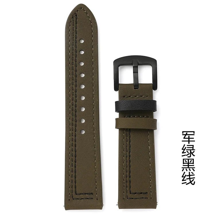 Bluejw 20mm 22mm Genuine Leather Watch Strap Replacement for Huawei GT Series Samsung Galaxy Watch Garmin Fenix & Forerunner – Durable Leather Watch Band with Quick Release - Image 1