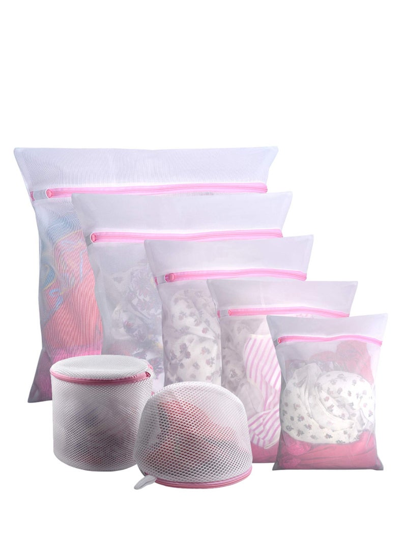 7-Piece  Zipper Laundry Bags Set, Clothing Washing Bags(Pink) - Image 1