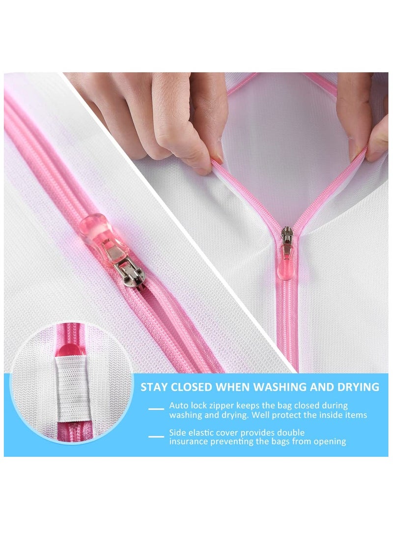 7-Piece  Zipper Laundry Bags Set, Clothing Washing Bags(Pink) - Image 2