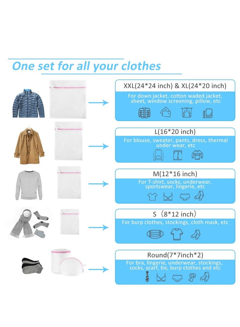 7-Piece  Zipper Laundry Bags Set, Clothing Washing Bags(Pink) - Image 3